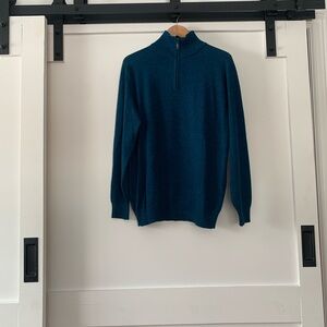 Men's Teal alpaca Zip-Up Sweater